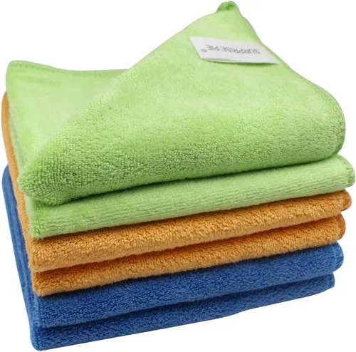 Vista 7 de Paquete de 6 trapos de limpieza absorbentes sin pelusa para casa, cocina, automóvil, vidrio, acero inoxidable, ventana, limpiador de barcos, 12 x 12