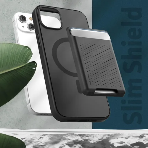 Vista 3 de ENCASED Juego de funda 3 en 1 para iPhone 14 Plus con tarjetero y protector de pantalla (compatible con MagSafe), color negro