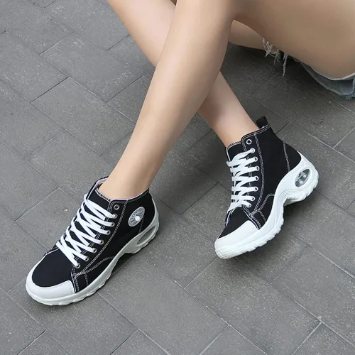 Vista 4 de MAUGELY Zapatos deportivos de lona con suela alta para mujer