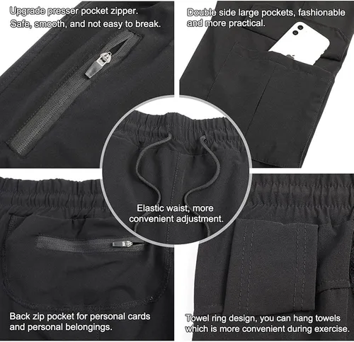 Vista 5 de Surenow Pantalones deportivos para correr para hombre, ligeros, delgados, de secado rápido, cónicos, de senderismo, pantalones deportivos