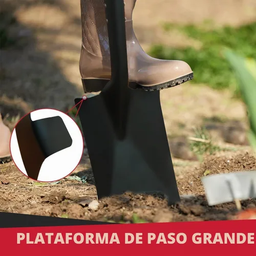 Vista 5 de VNIMTI Pala para Excavar, Pala Resistente con Mango en D de Madera, Pala Plana Cuadrada para Jardinería y Bordeado, 45 Pulgadas