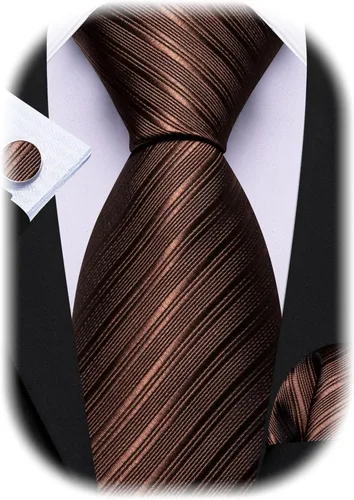 Vista 141 de Barry.Wang Juego de corbatas para hombre, corbata de seda a rayas, tejido a cuadros, gemelos formales, negocios, boda