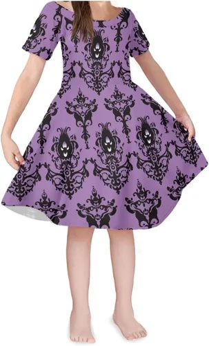 Vista 31 de SEANATIVE Vestido de manga corta para niñas de 3 a 14 años Black Bow Ghost