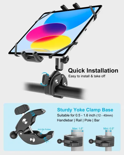 Vista 4 de Soporte de yugo para tableta, soporte de abrazadera de yugo para iPad para aviones, brazo de metal ajustable de 360° entrenador de aviación soporte
