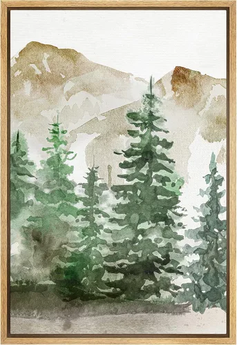 Vista 42 de SIGNWIN Lienzo Enmarcado Impresión de Arte de Pared Collage de Hojas de Bosque Verde Pastel Naturaleza Vida Silvestre Ilustraciones Arte Moderno