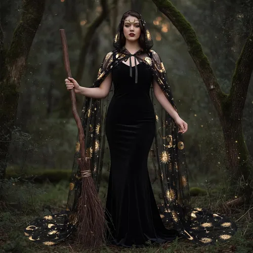 Vista 5 de Toulite 2 piezas de disfraz de bruja de Halloween para mujer Negro
