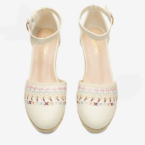 Vista 5 de DREAM PAIRS Women's Espadrilles Closed Toe Ankle Strap Dressy Platform Wedge Sandals