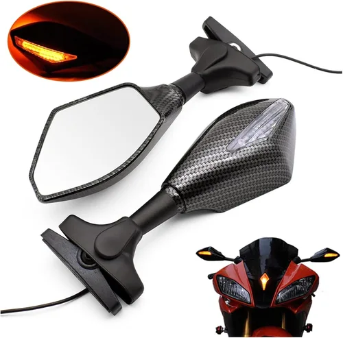 Vista 2 de Para Yamaha MT25 YBR 125 YZF R15 XT660 TMAX 500 530 XP500 retrovisor lateral de motocicleta Retrovisores Indicador de señales de giro con luces LED