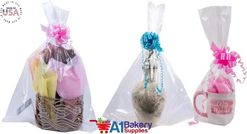 Vista 3 de A1 Bakery Supplies CELLO Bags - Paquete de 10 bolsas de regalo de celofán extra grandes de 30 x 40 pulgadas para cestas – juguetes, regalos y más