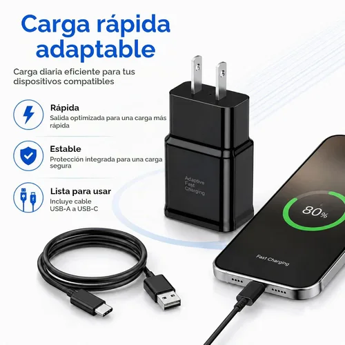 Vista 7 de Cargador tipo C de carga rápida, paquete de 2 bloques de carga USB C Android para teléfono y cable de carga de 3 pies, para Samsung Galaxy S8/S9/S10