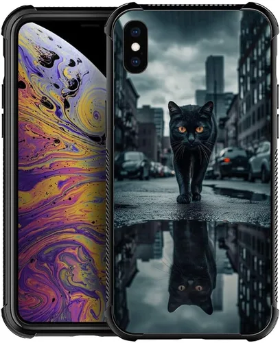 Vista 17 de CARLOCA Funda compatible con iPhone Xs, diseño gráfico a prueba de golpes, antiarañazos, protección contra caídas para iPhone X/XS Familia de jirafa