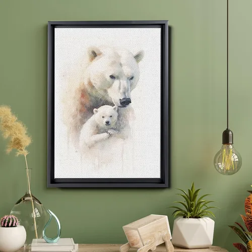 Vista 5 de Fox Mother Cub Print, In The Style Of Stencil-Based, Ivory, Kids Wall Art, Kids Wall Art Display, Mom And Baby Animal Art Print