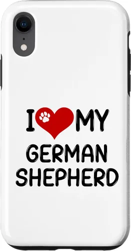 Vista 25 de I Love My German Shepherd Pet Dog Breed Retro Heart Case for iPhone 17