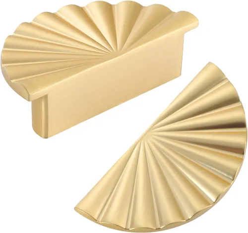 Vista 10 de Paquete de 2 perillas doradas brillantes para gabinetes Manijas para gabinetes de cocina con herrajes vintage para cajones de armario Manijas