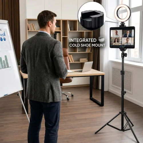 Vista 6 de Adaptador de montaje en trípode para iPad con control remoto Bluetooth, funciona con todas las tabletas