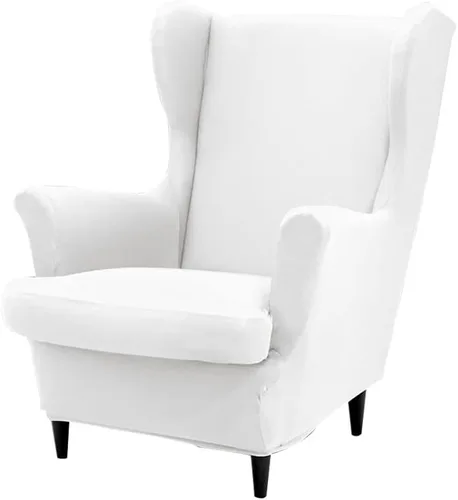 Vista 35 de Fundas para silla Wingback, 2 piezas, fundas elásticas para sillón de ala de color sólido con parte inferior elástica, protector de muebles