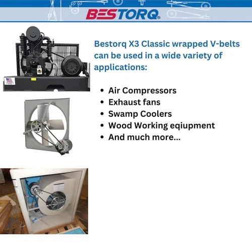 Vista 6 de BESTORQ Cinturón en V A15 o 4L170, correa en V de goma envuelta clásica X3, negro, circunferencia exterior de 17 pulgadas x .51 pulgadas de ancho x