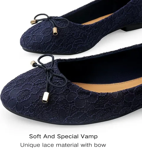 Vista 2 de MUSSHOE Zapatos planos cómodos con lazo y encaje transpirable para mujer