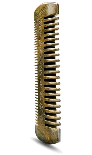 Vista 6 de Peine de madera de sándalo para barba para hombres, peine de madera natural con dientes dobles finos y gruesos, peine para bigote antiestático, sin