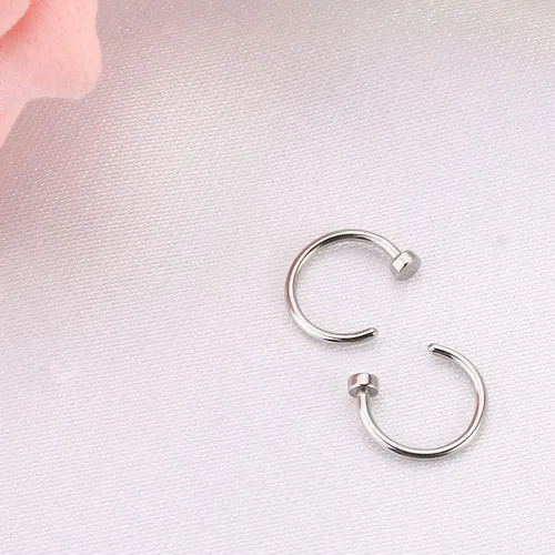 Vista 2 de Generic 2 piezas unisex de acero quirúrgico con bisagras, segmento de clicker para la nariz, aros de cartílago de hélice, aretes de piercing