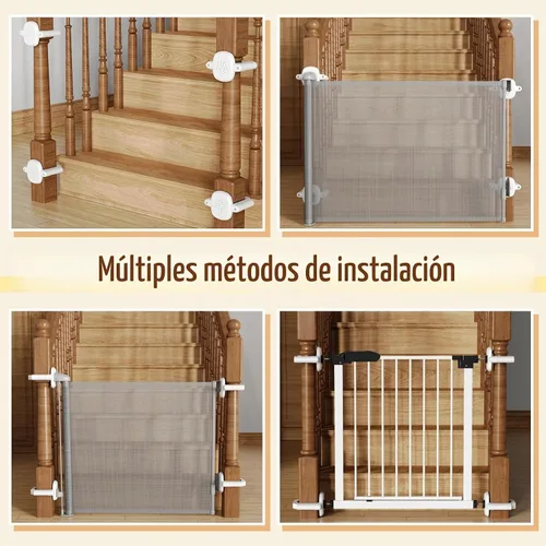 Vista 4 de Adaptador de barandilla para puerta de bebé: 2 piezas, kit de montaje de poste de escalera para bebé, puertas de bebé para escaleras, adaptador