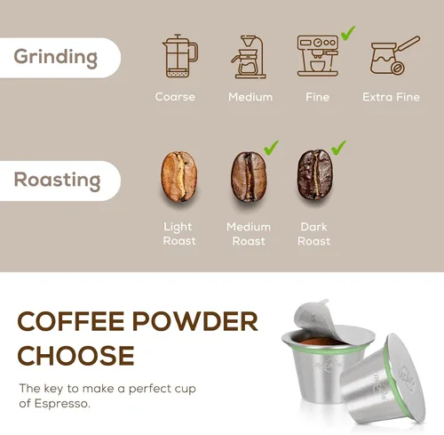 Vista 3 de RECAPS cápsulas de Nespresso reutilizables, vainas rellenables de acero inoxidable para máquinas Nespresso (compatibles con la línea original)