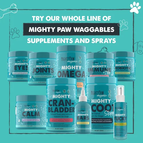 Vista 8 de Mighty Paw Waggables Suplemento de apoyo articular para perros (fabricado en Estados Unidos) Glucosamina para perros Suplemento de cadera