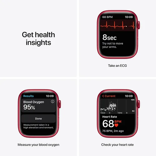 Vista 3 de Apple Reloj - Serie 7 (GPS + celular, 1.77 pulgadas), caja de aluminio roja con correa deportiva roja (renovada)