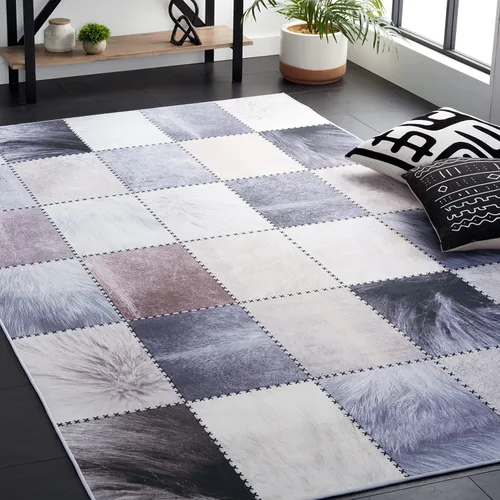 Vista 14 de SAFAVIEH Colección de alfombras lavables de piel sintética, alfombra de pasillo de 2 pies 6 pulgadas x 8 pies, beige y marrón, antideslizante