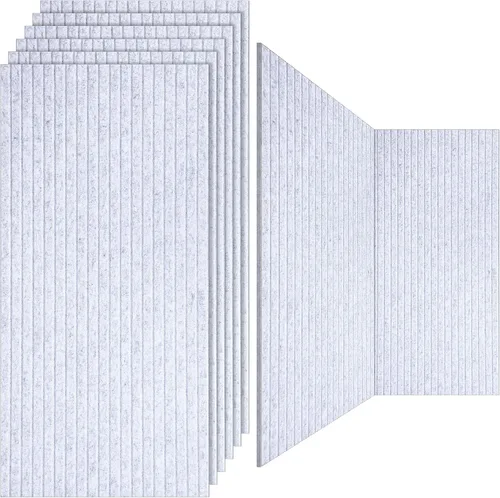 Vista 8 de Paquete de 10 paneles acústicos de pared de 47 x 24 pulgadas, grandes paneles autoadhesivos de absorción de sonido para el hogar, dormitorio, sala