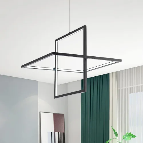 Vista 7 de Lámpara de araña LED moderna cuadrada, color negro, 65 W