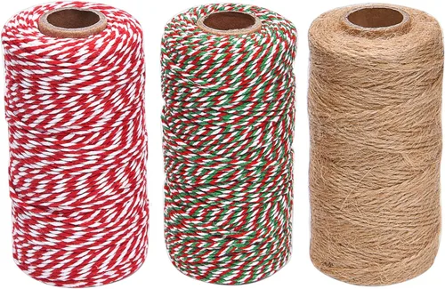 Vista 10 de Sunmns - Cuerda de algodón para envolver regalos, manualidades, 3 rollos, multicolor 2