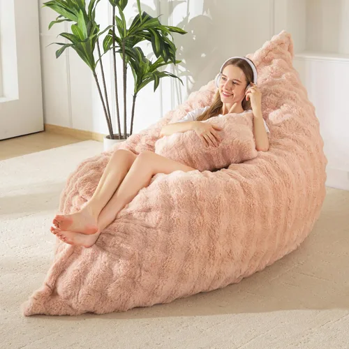 Vista 15 de MAXYOYO Puf gigante con almohada, silla convertible 3 en 1 Gris ceniza