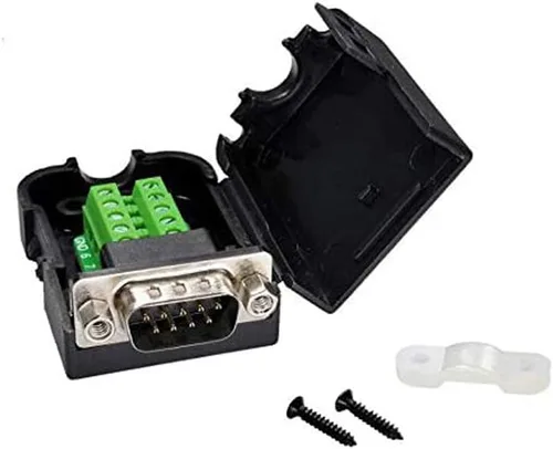 Vista 2 de Trolleyshop Conector DB9 macho 9pin pin placa de terminales D-SUB Cubierta de plástico sin soldadura a tornillo Conector de terminal Módulo de señal