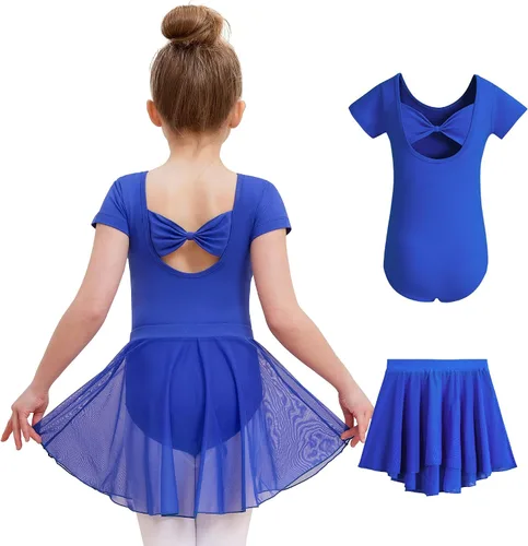 Vista 2 de DIPUG Girls Ballet Leotards with Removable Skirt Toddler Dance Dress Combo Negro