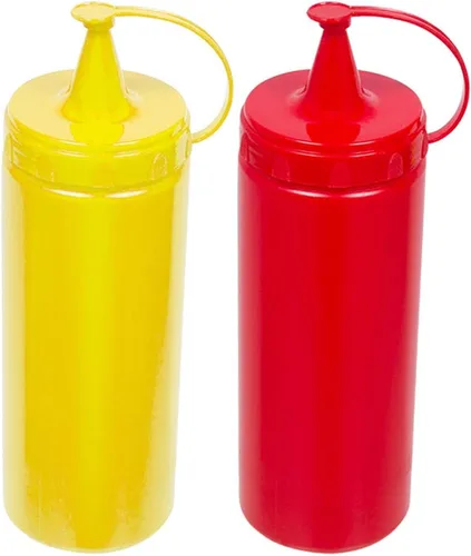 Vista 4 de 2 piezas de 13 oz botella de plástico exprimible condimento ketchup mostaza aceite mayonesa salsa