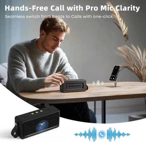 Vista 10 de Altavoces Bluetooth portátiles de 40 W, IP67 impermeable inalámbrico resistente con graves adicionales activos, entrada AUX/USB, Bluetooth 5.3