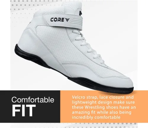 Vista 7 de CORE Zapatos de lucha Zapatos de lucha de alta tracción para hombres, mujeres, jóvenes y niños Zapatos duraderos para lucha libre, boxeo