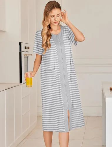 Vista 4 de Ekouaer - Vestido de entrecasa largo, con cremallera frontal, para mujer