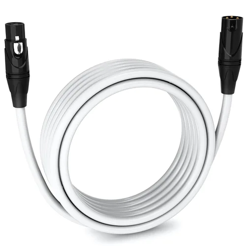 Vista 135 de LyxPro Cable de micrófono XLR hembra a macho de ángulo recto de 3 pines de 1.5 pies para altavoces amplificados, interfaz de audio, rendimiento
