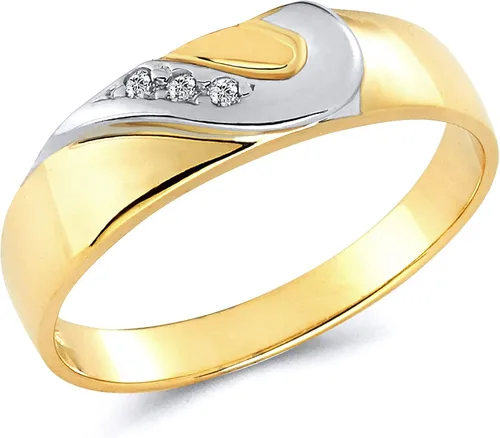 Vista 5 de Juego de 2 anillos de compromiso y alianza de boda en dos tonos de oro de 14 quilates