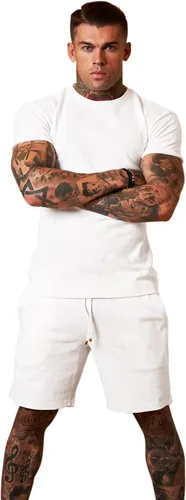 Vista 2 de Redqenting Conjunto de pantalones cortos casuales para hombre, 2 piezas, conjuntos de pantalones deportivos de verano a juego de camisa y pantalones