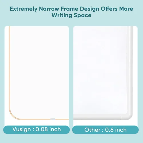 Vista 5 de VUSIGN Pizarra blanca pequeña de borrado en seco, mini pizarra blanca de 8.5 x 11 pulgadas, pizarra magnética para pared, nevera, casillero, dorado