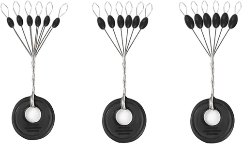 Vista 2 de Lavie&Camus 720 unidades de tapones para flotadores de pesca, flotadores ovalados, tapones y plomos 6 en 1, tapones de goma negros para flotadores