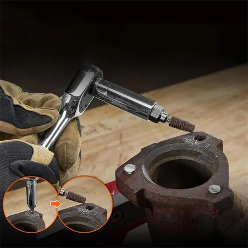 Vista 6 de Juego de extractor de tornillos y pernos, 10 extractores de tornillos y tuercas, herramienta de extracción de pernos hexagonales, para quitar pernos