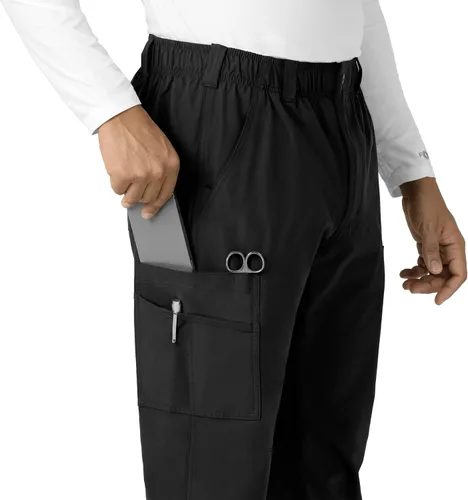 Vista 7 de Carhartt Ropa quirúrgica para hombre, Force Essentials, pantalones cargo de pierna recta, con 9 bolsillos Negro