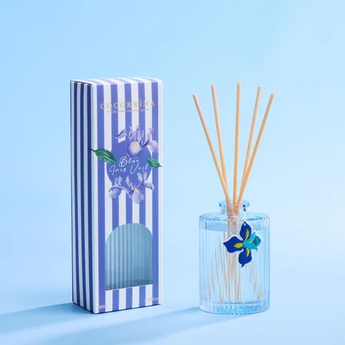 Vista 2 de Difusor de junco, difusor de flores con aroma a iris azul, 6.09 onzas líquidas, 8 cañas, fragancia para el hogar de larga duración, decoración
