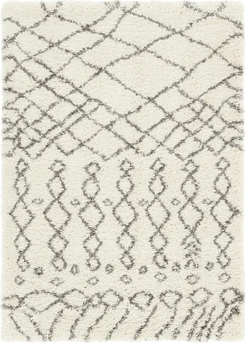 Vista 44 de Unique Loom Rabat Shag Collection - Alfombra geométrica (2 pies x 4 pies 1 pulgada, marfil puro/gris)