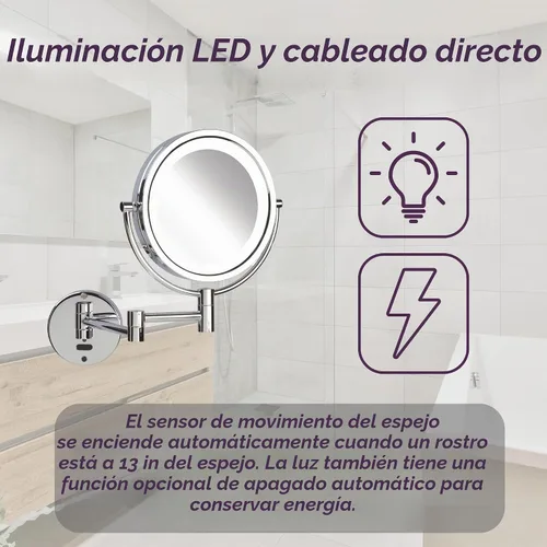 Vista 5 de JERDON Espejo de maquillaje de pared iluminado - 8X - Cromo - JRT9500CL Cromado