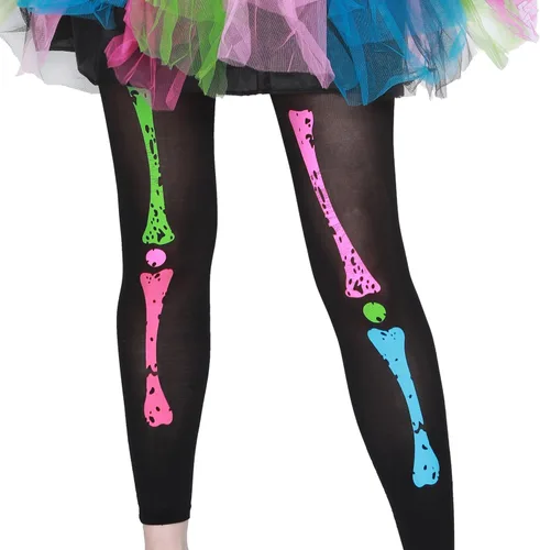 Vista 4 de EraSpooky Disfraz de huesos punk funky para mujer, vestido de tutú colorido de esqueleto